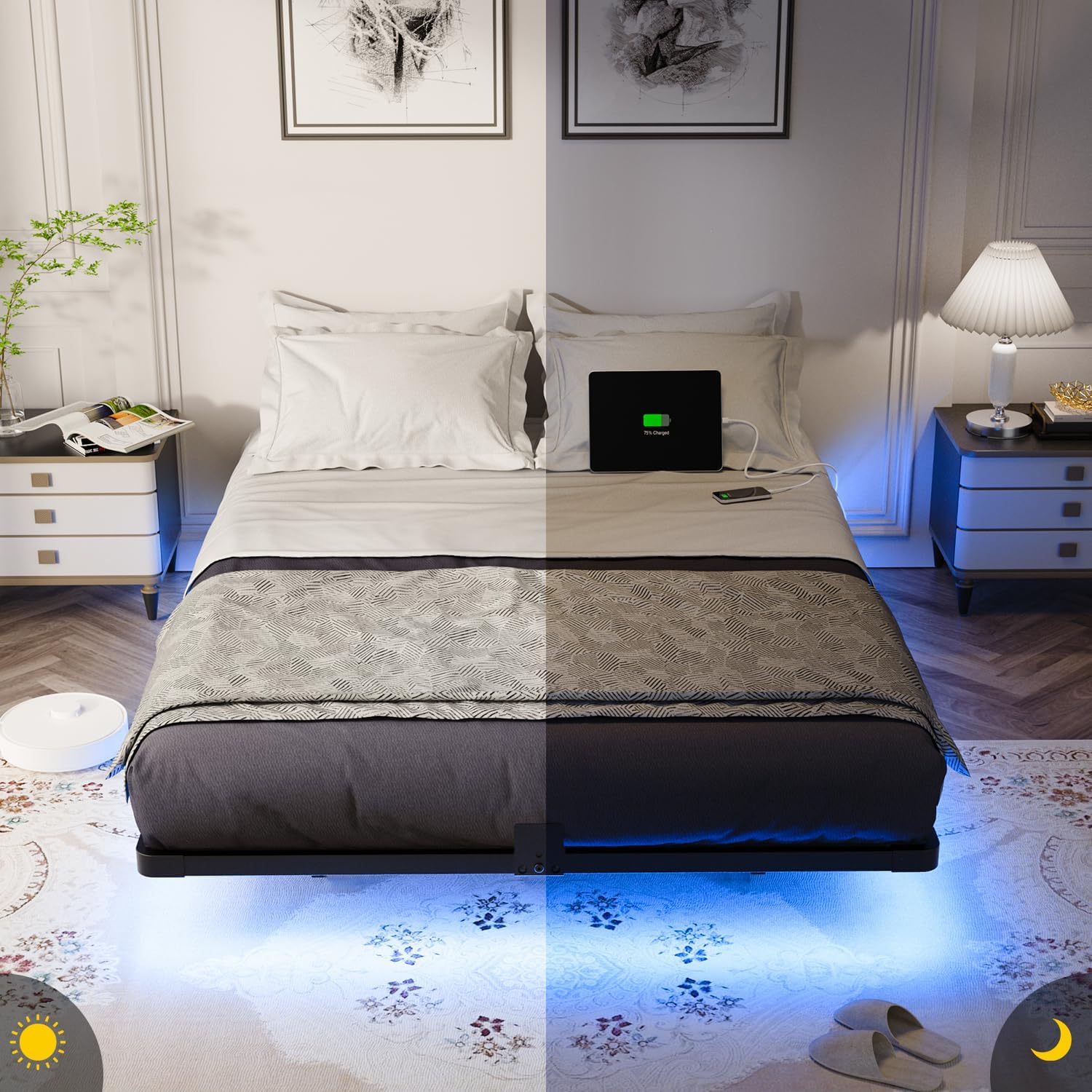 Smart LED Floating Bed Frame
