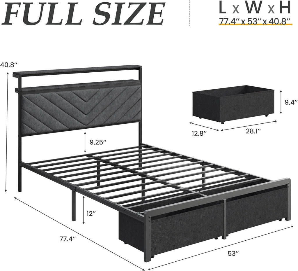 Stylish Bed Frame with Smart Storage