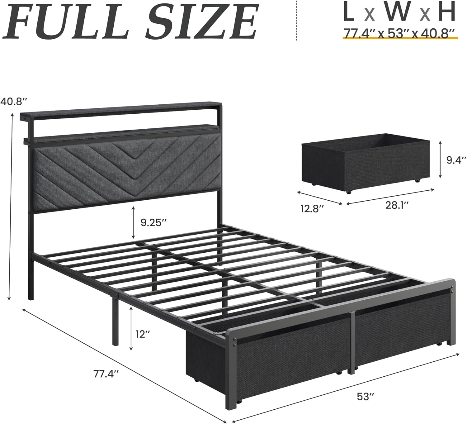 Stylish Bed Frame with Smart Storage