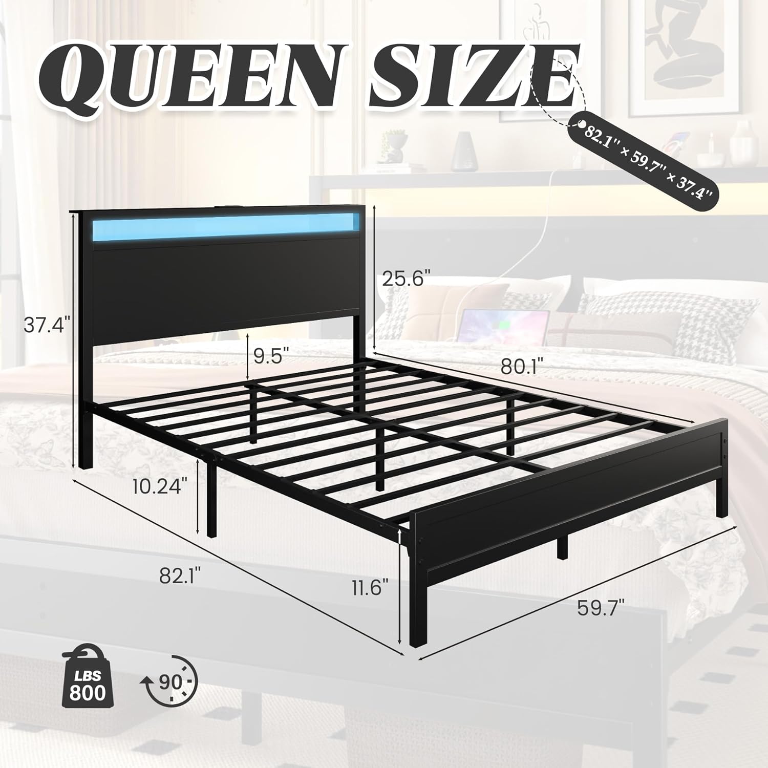 Elegant Queen Bed with Storage