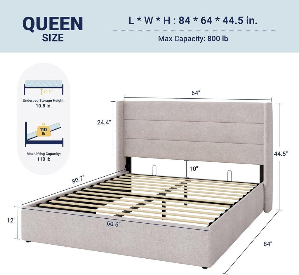 Elegant Lift-Up Storage Bed