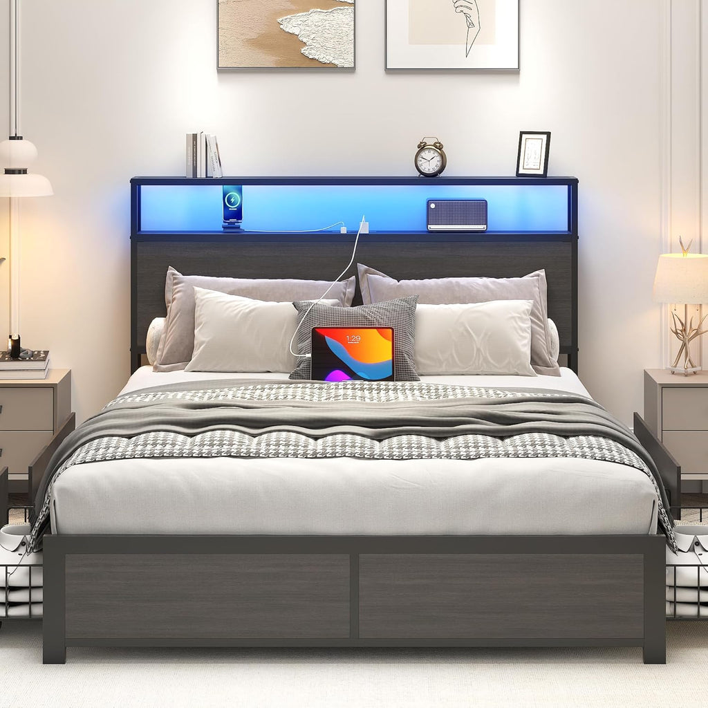 Rustic Storage Bed with LED