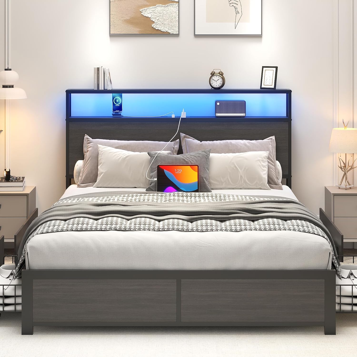 Rustic Storage Bed with LED