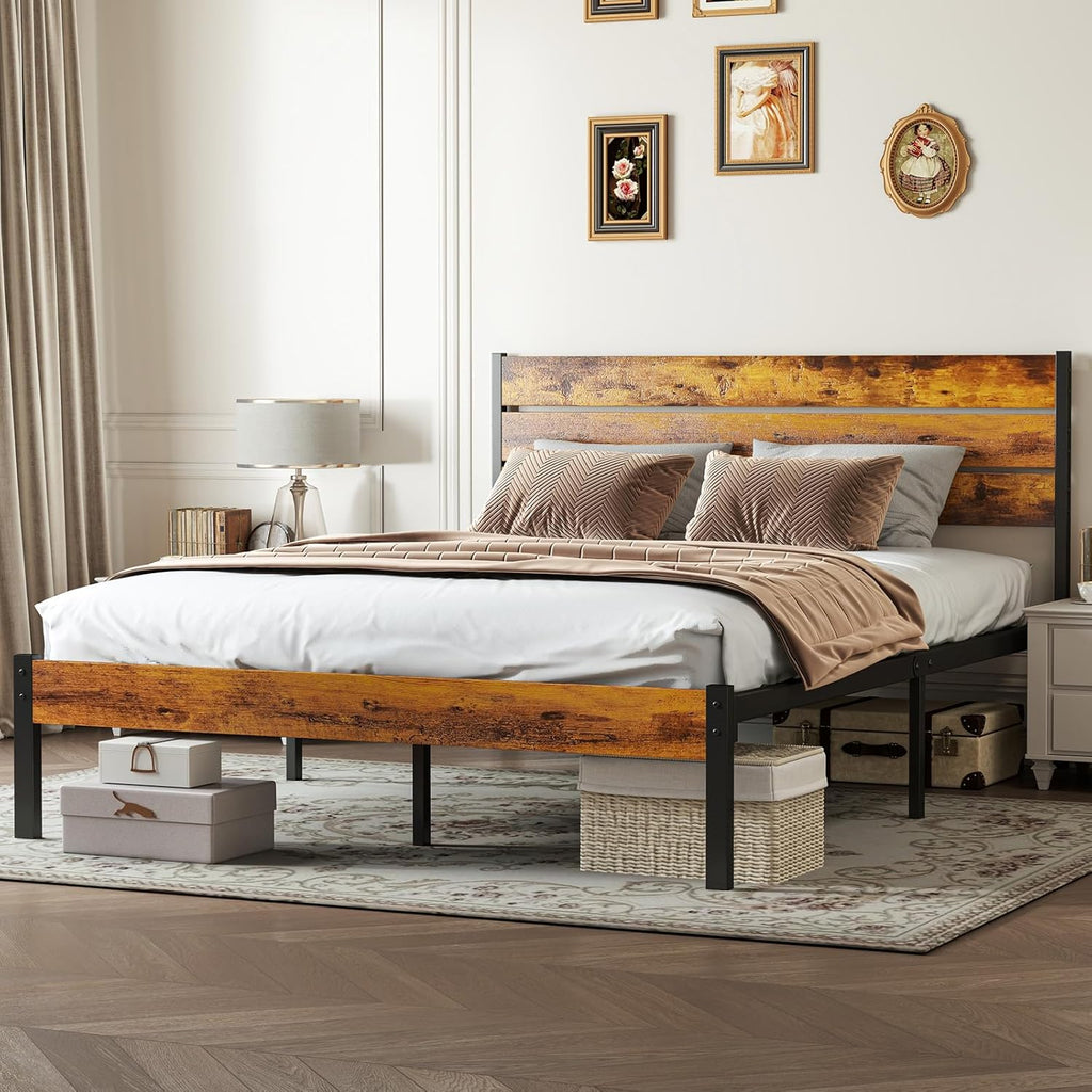Chic Metal Bed Frame with Storage