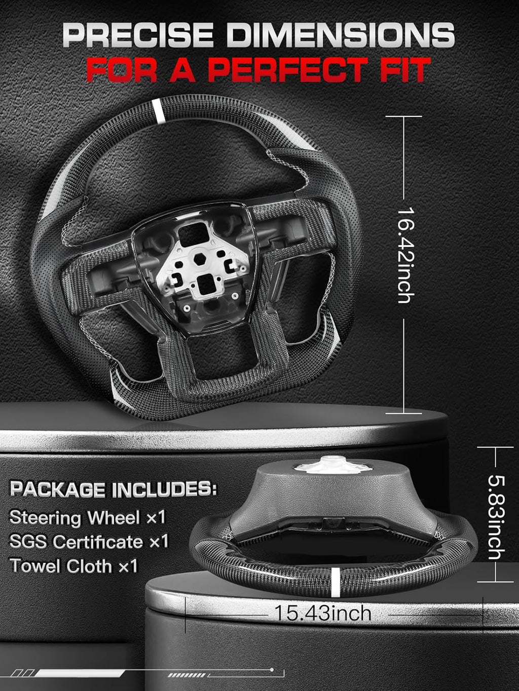 Sleek Carbon Fiber Steering Wheel