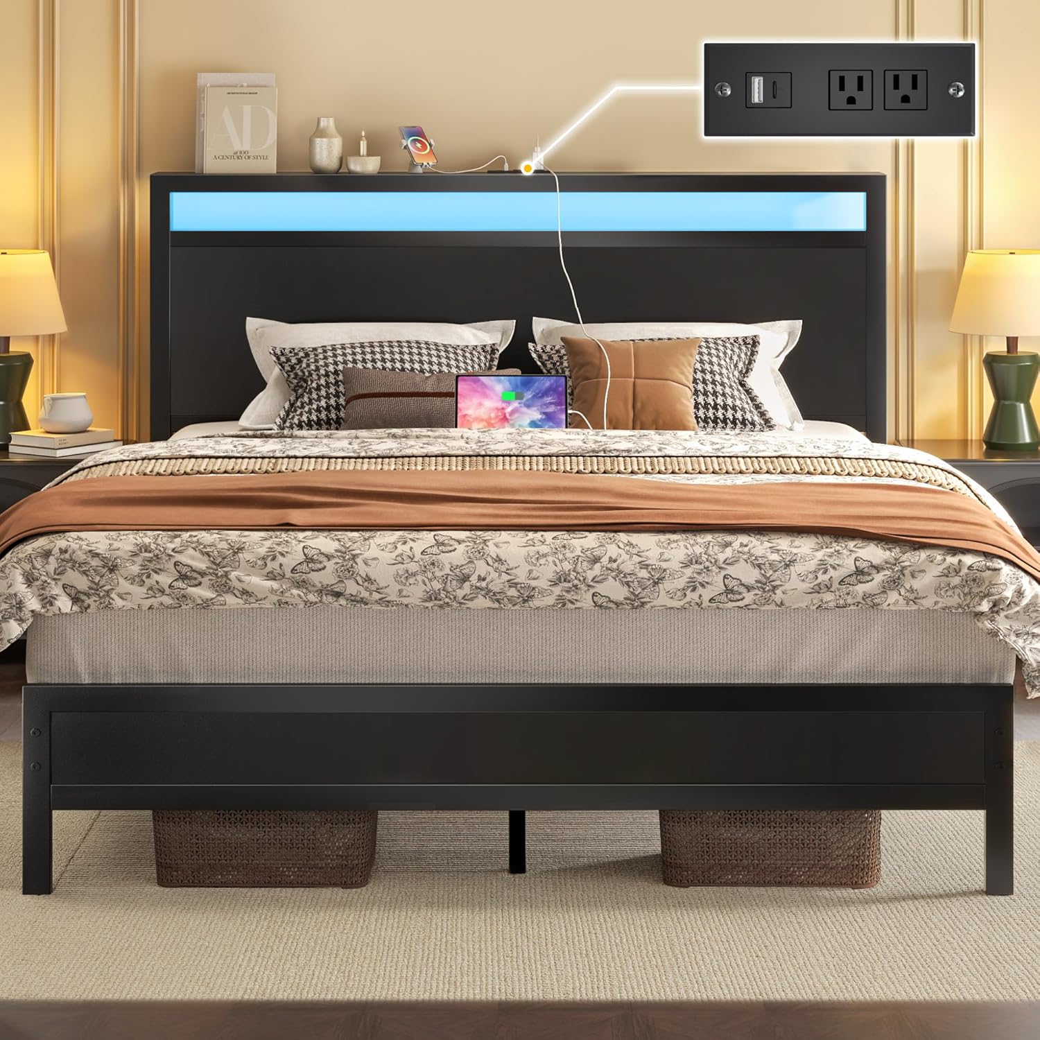 Elegant Queen Bed with Storage