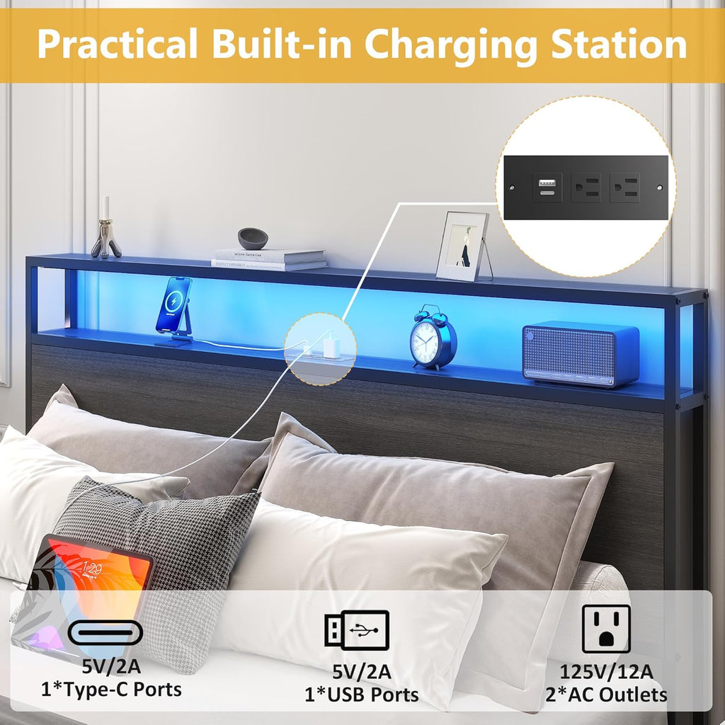 Rustic Storage Bed with LED