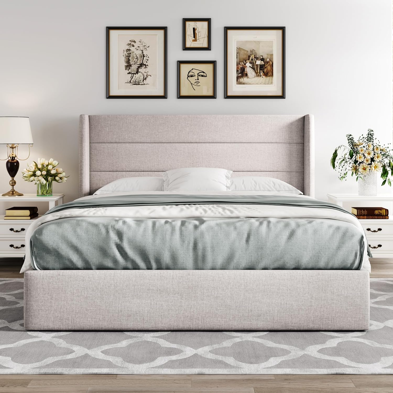 Elegant Lift-Up Storage Bed