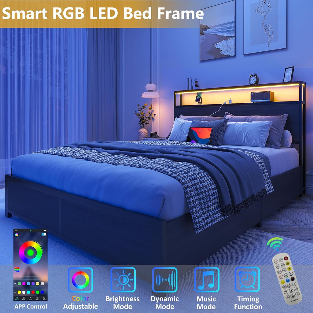 Rustic Storage Bed with LED