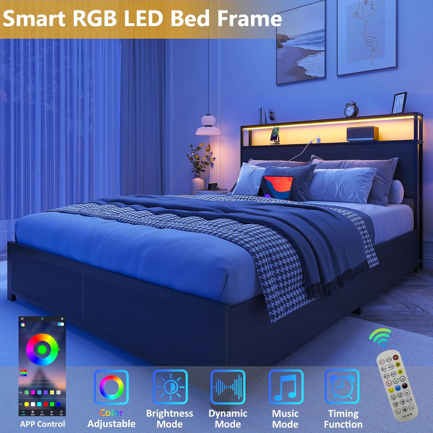 Rustic Storage Bed with LED