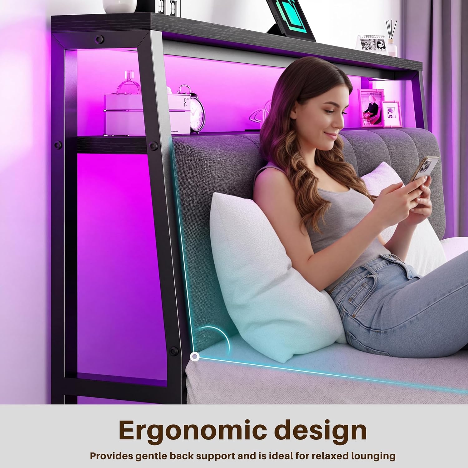 Cozy Queen Bed with USB Charger