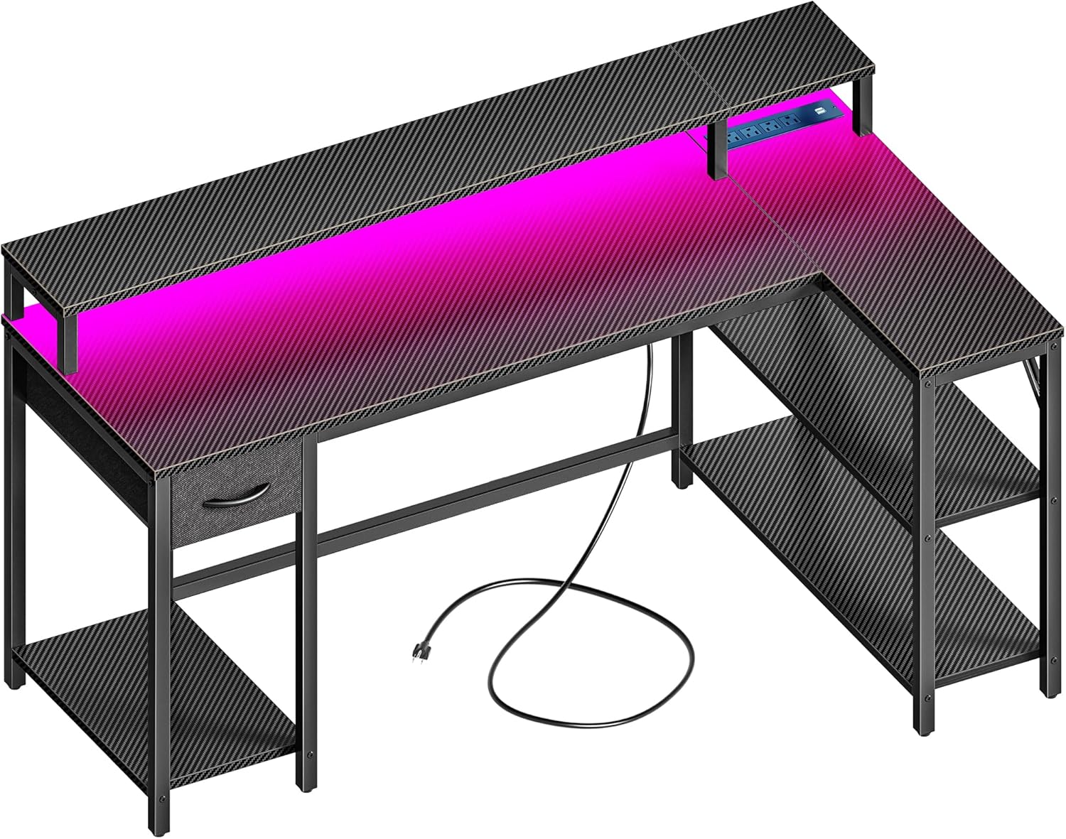 Dynamic L-Shaped Desk with Lights