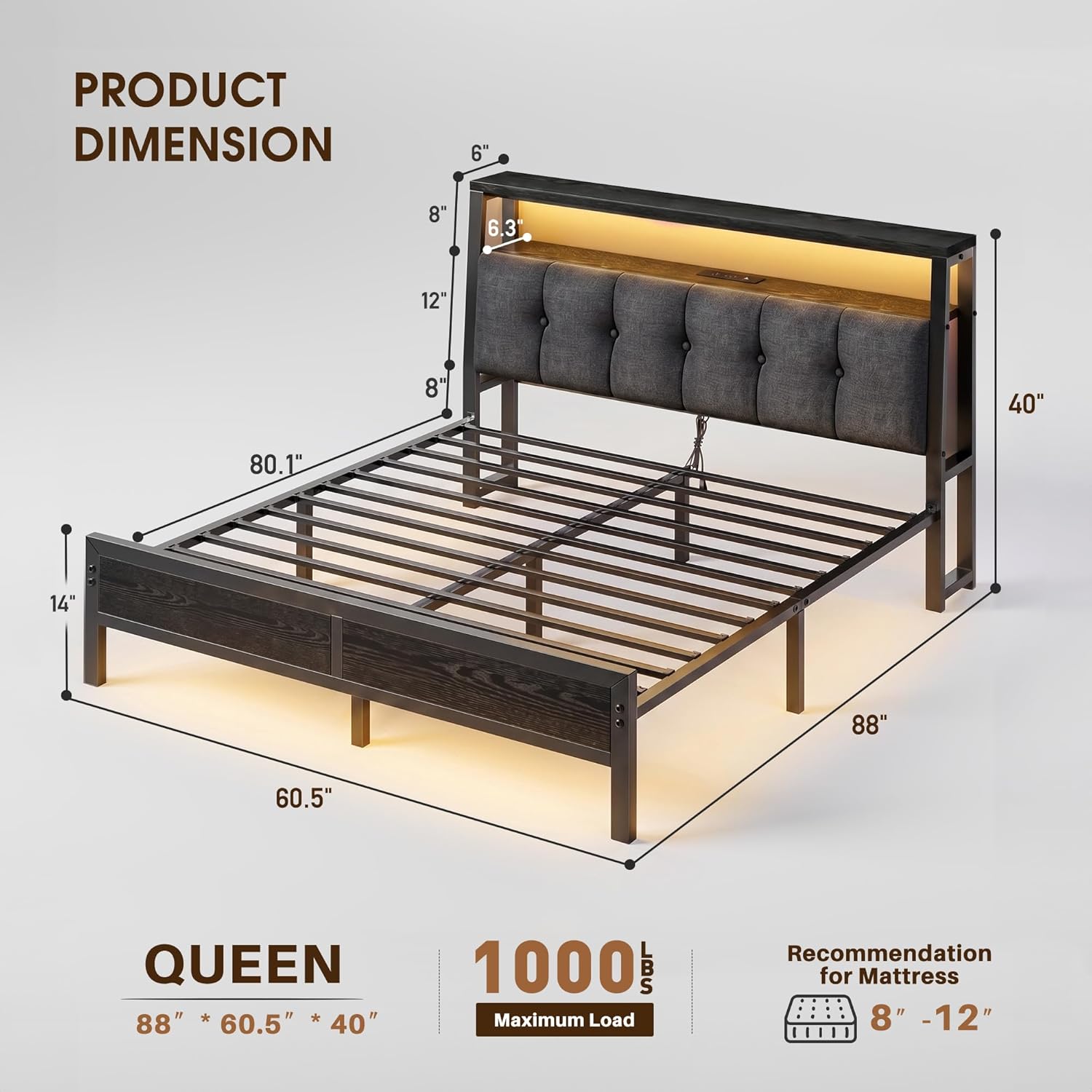 Cozy Queen Bed with USB Charger