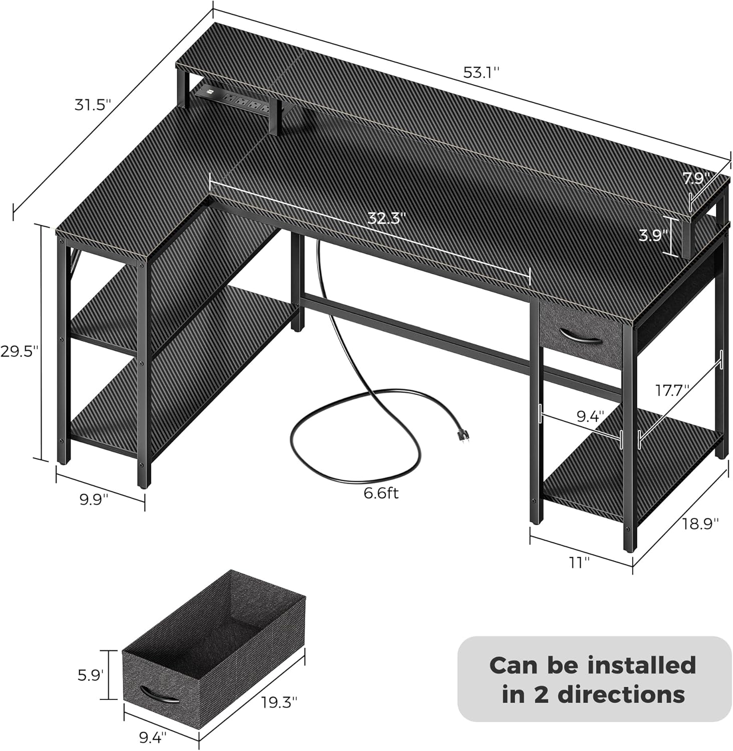 Dynamic L-Shaped Desk with Lights