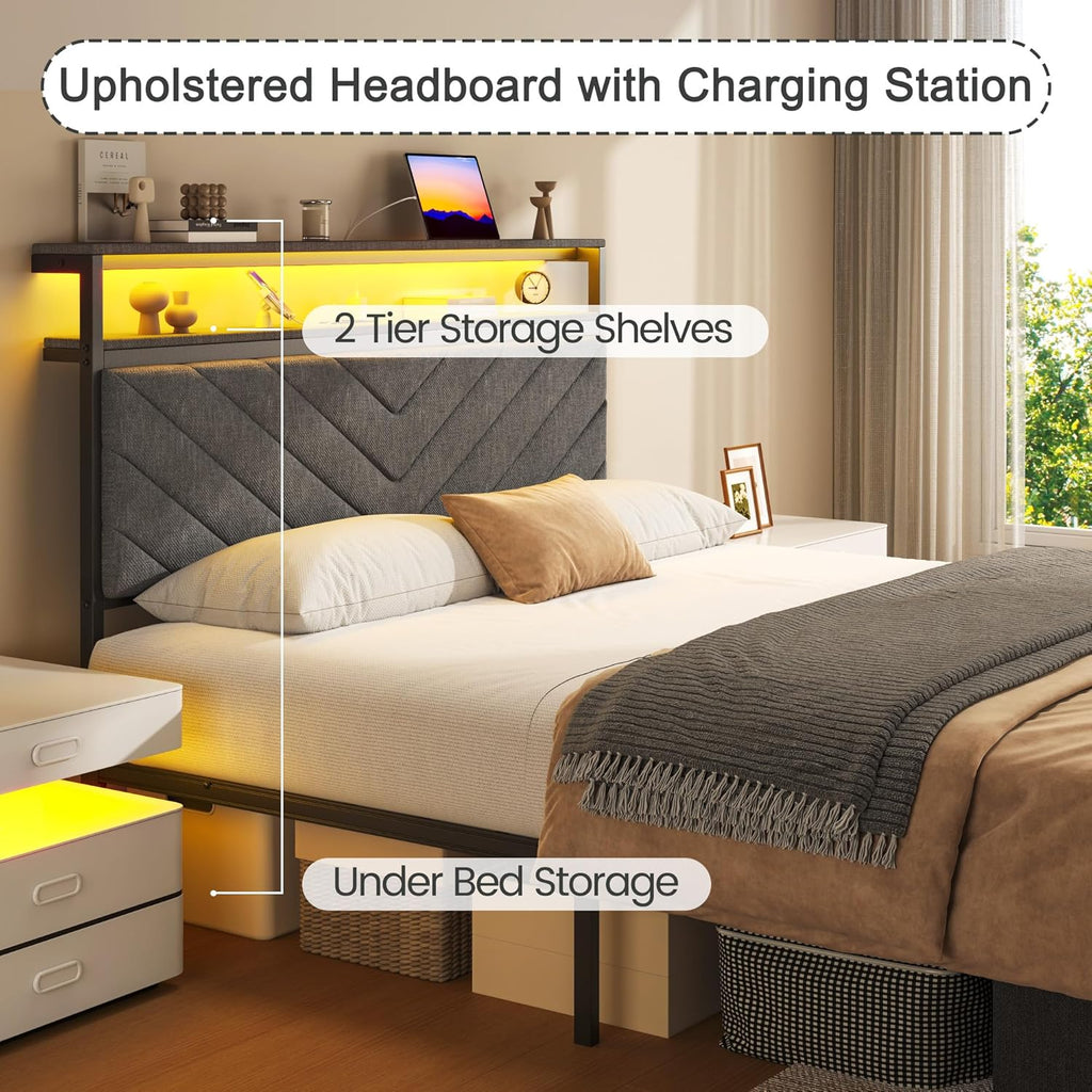 Stylish Bed Frame with Smart Storage
