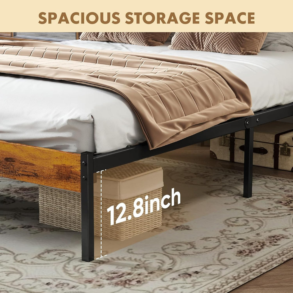 Chic Metal Bed Frame with Storage