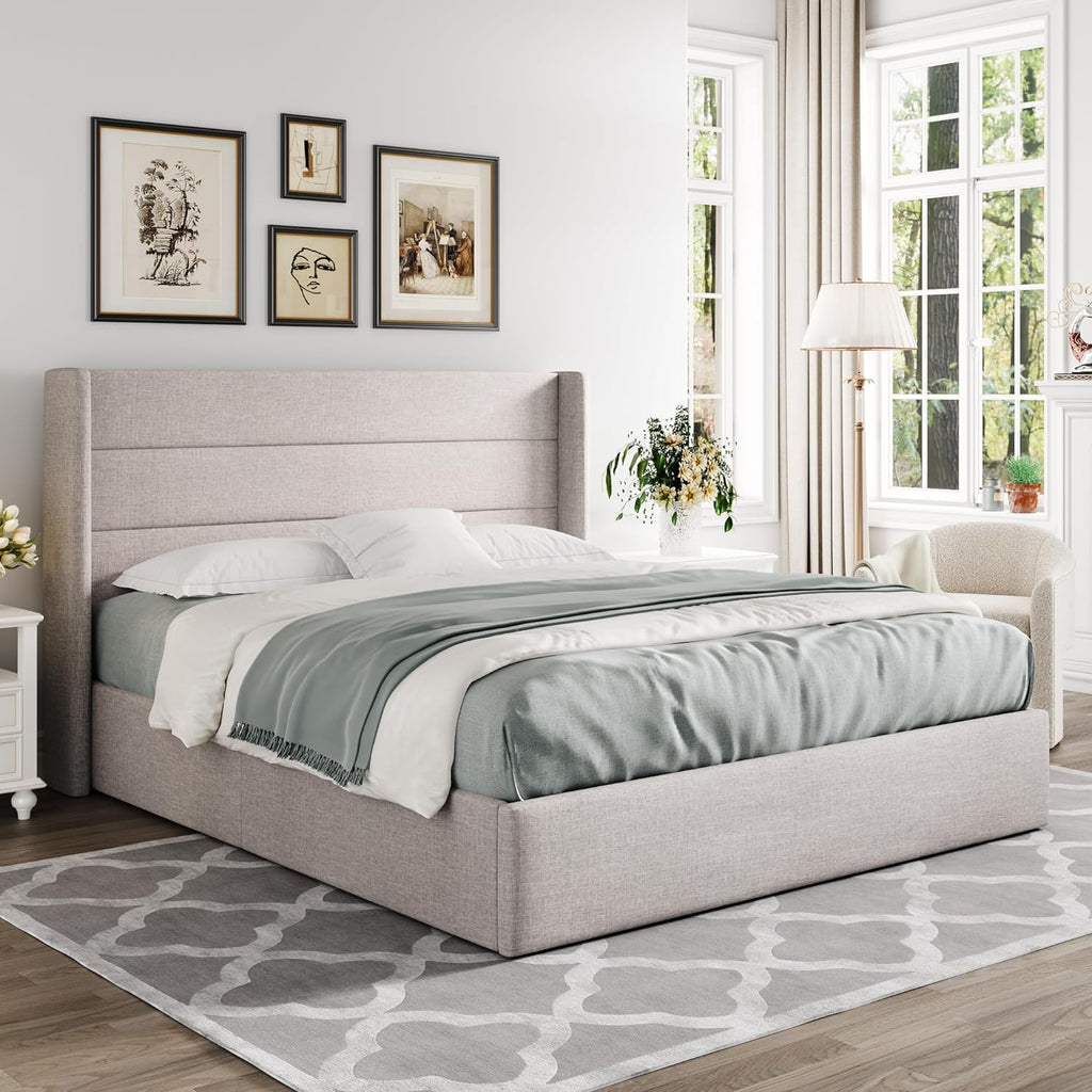 Elegant Lift-Up Storage Bed