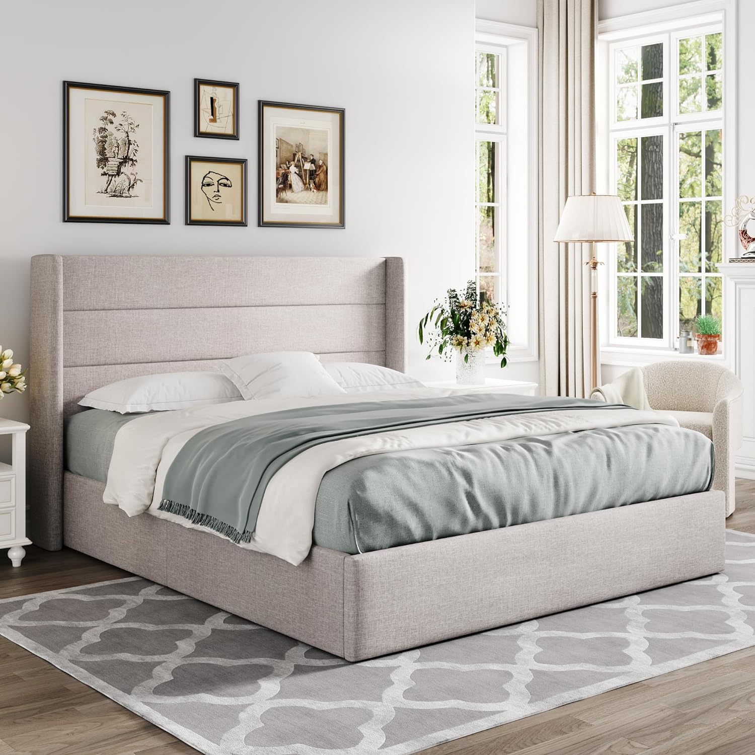 Elegant Lift-Up Storage Bed