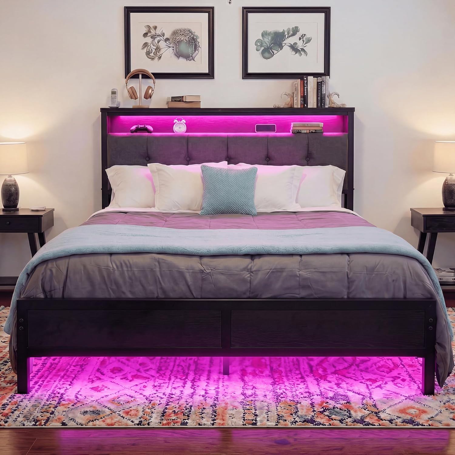 Cozy Queen Bed with USB Charger