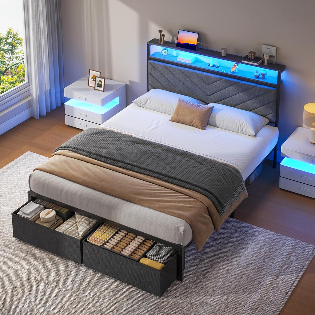 Stylish Bed Frame with Smart Storage