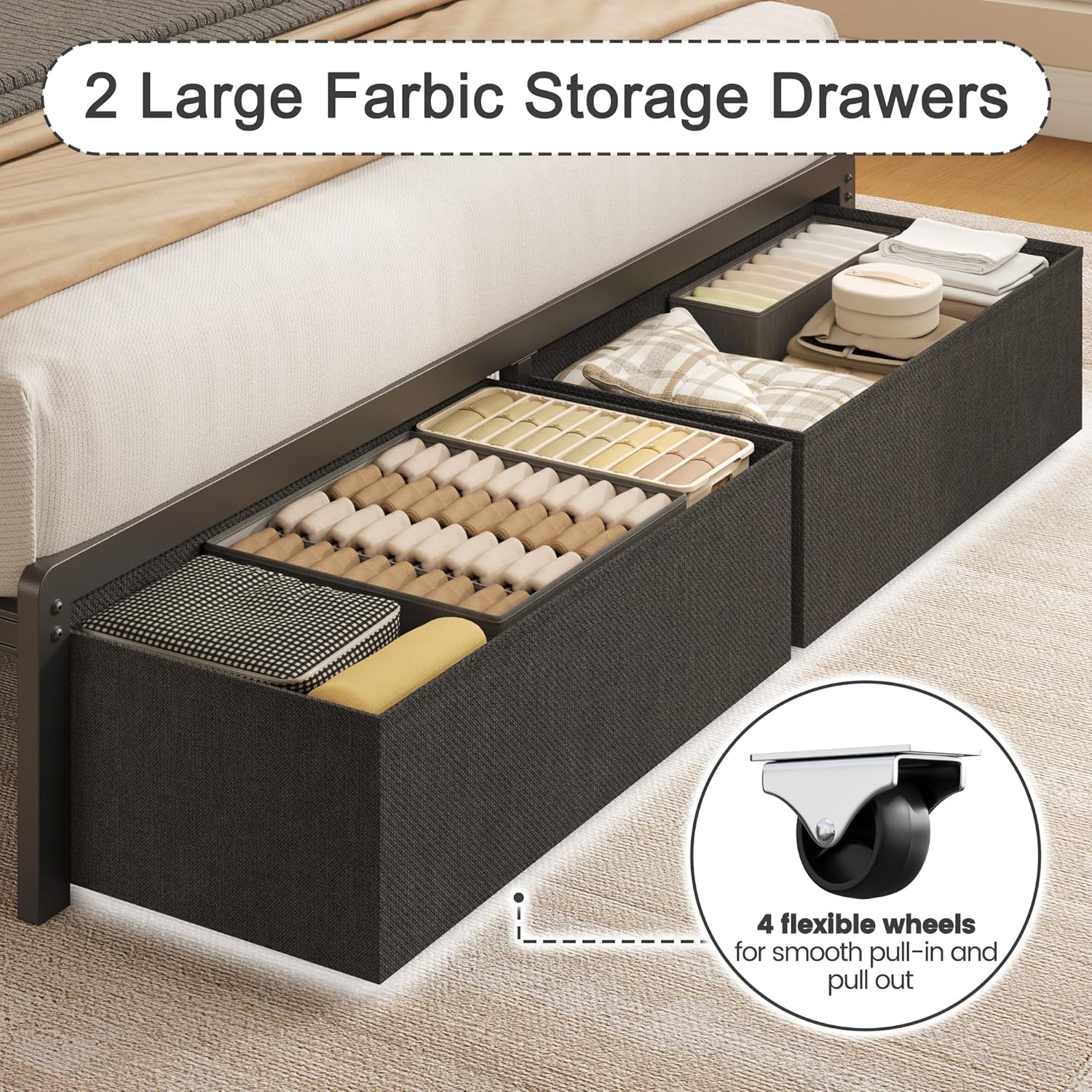 Stylish Bed Frame with Smart Storage