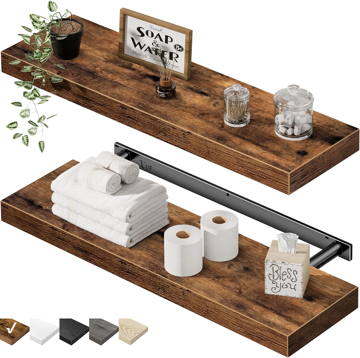 Rustic Floating Wall Shelves