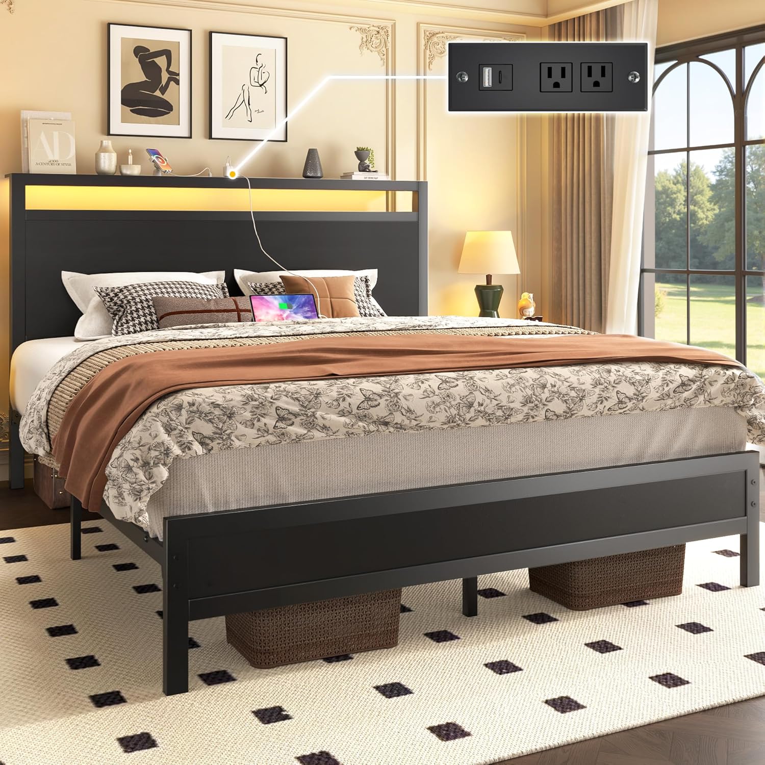 Elegant Queen Bed with Storage