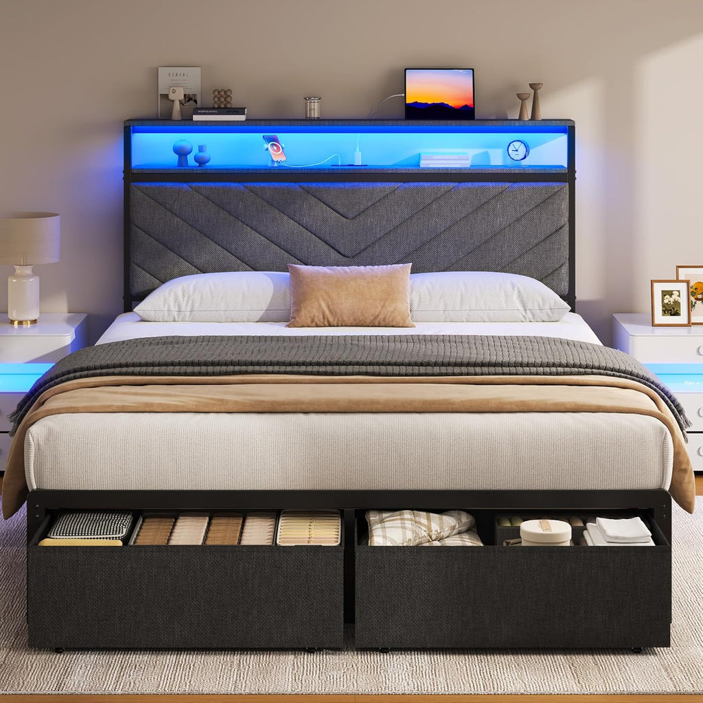 Stylish Bed Frame with Smart Storage