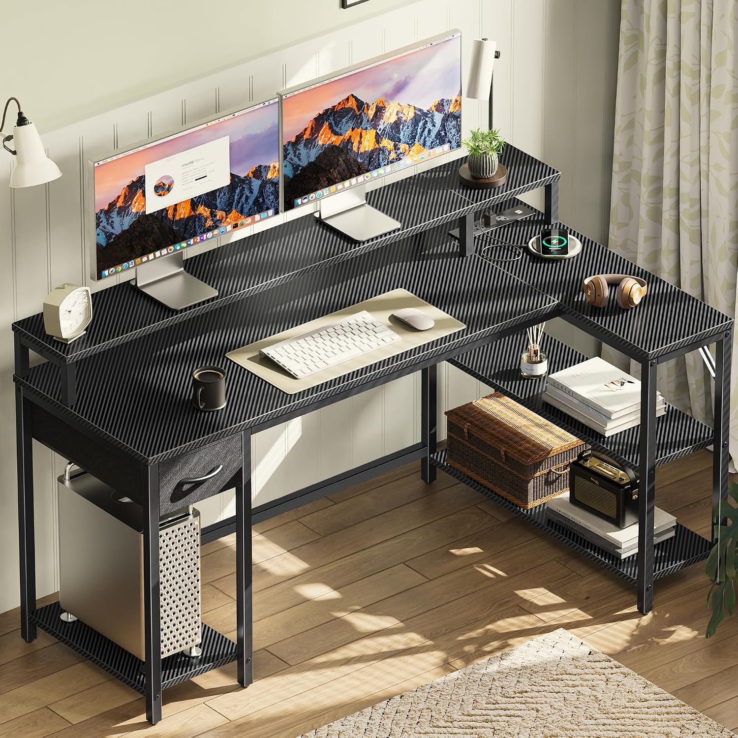 Dynamic L-Shaped Desk with Lights