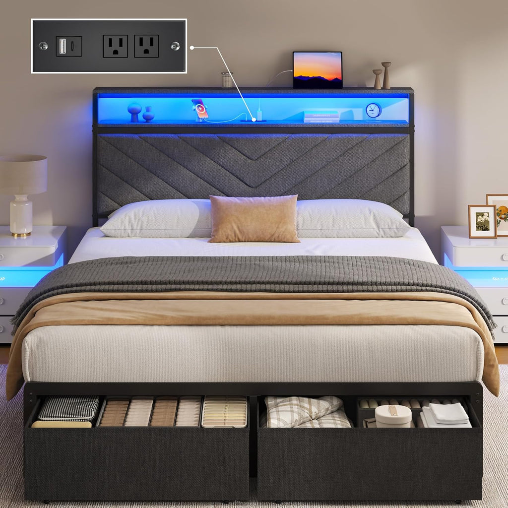Stylish Bed Frame with Smart Storage