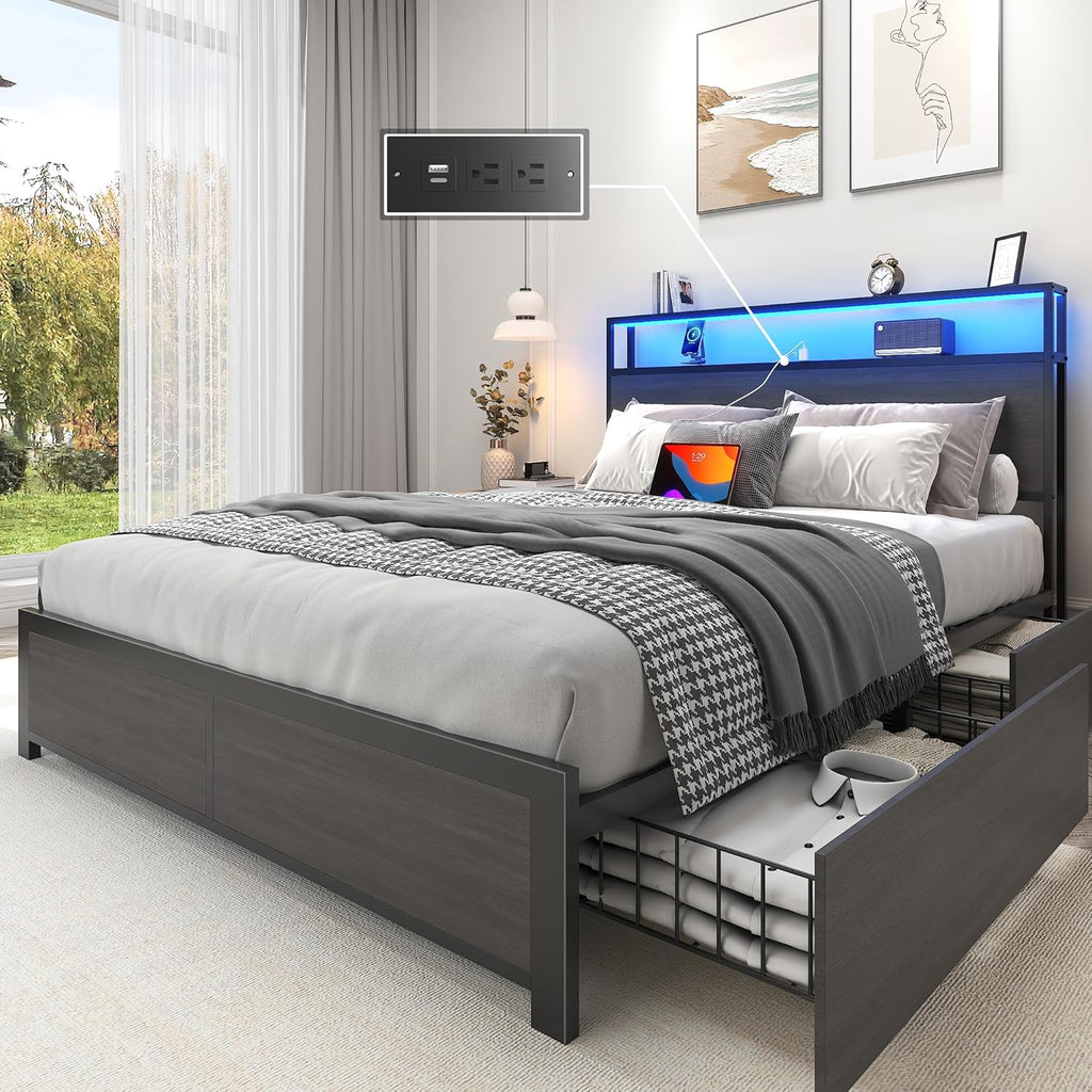 Rustic Storage Bed with LED